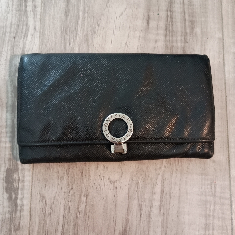 BVLGARI Long Wallet Bulgari Brugali Leather Authentic